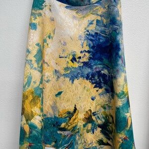 H&M Artistic Floral Midi Skirt - Blue, Yellow, Green